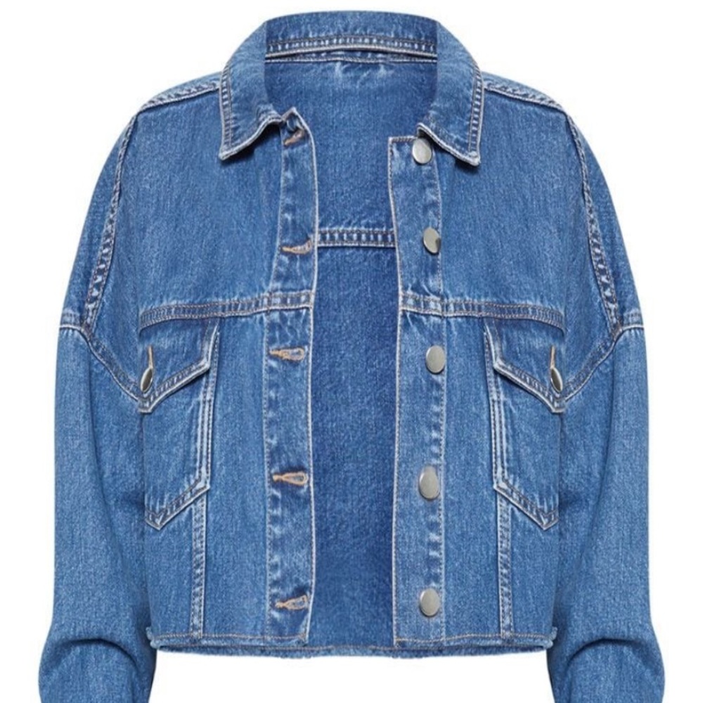Mid Wash Raw Edge Denim Jacket